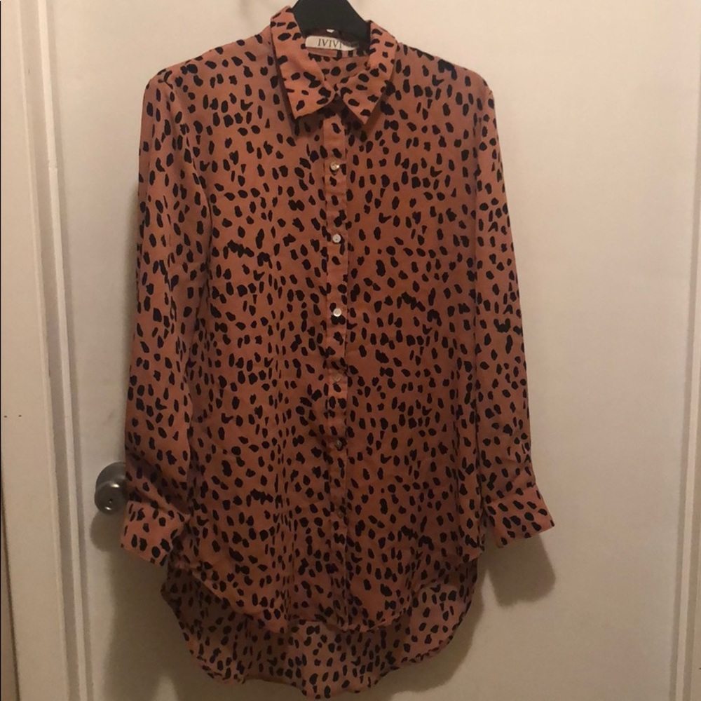 Animal print button up